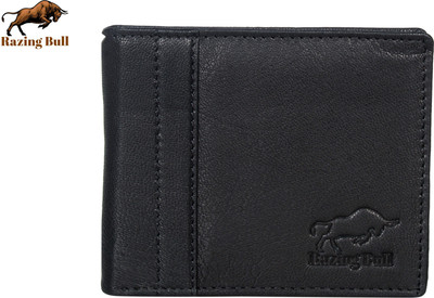 Razing Bull Men Formal Black Genuine Leather Wallet(5 Card Slots)