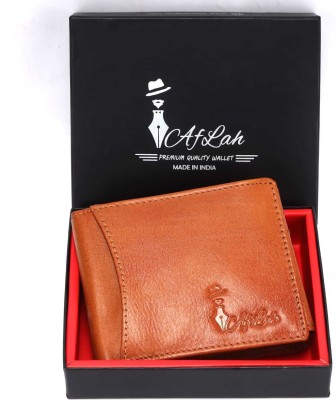 aflah Men Casual Tan Genuine Leather Wallet(3 Card Slots)