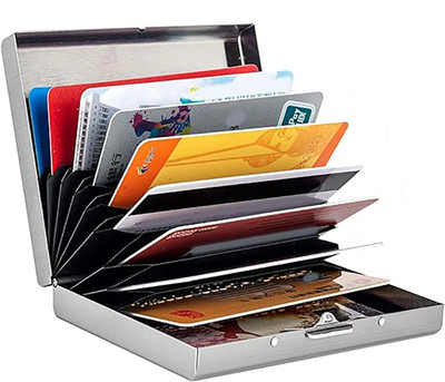 HYDEY Men & Women Formal, Casual Silver Aluminium Card Holder(6 Card Slots)