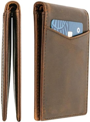 CONTACTS Men Casual Brown Genuine Leather Wallet(9 Card Slots)