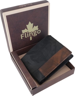 Flingo Men Casual Black Genuine Leather Wallet(3 Card Slots)