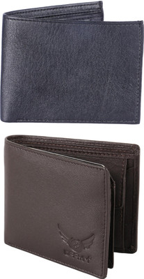 FF TRADERS Men Formal, Ethnic, Casual, Travel, Trendy Black, Brown Artificial Leather Wallet(5 Card Slots, Pack of 2)