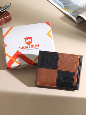 SAMTROH Men Tan, Black Artificial Leather Money Clip(6 Card Slots)
