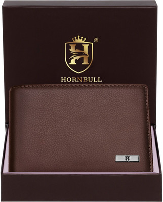 HORNBULL Men Casual Brown Genuine Leather Wallet(4 Card Slots)