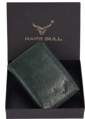 RARE BULL Men Green Genuine Leather Wallet(6 Card Slots)