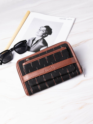 ZOUK Women Casual, Formal Black Jute Wrist Wallet(4 Card Slots)