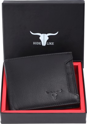 HIDE LIKE Men Casual, Formal Black Genuine Leather Wallet(7 Card Slots)