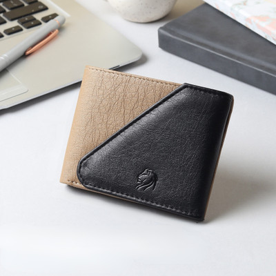 VEMILIO Men Casual, Evening/Party, Formal, Travel, Trendy Beige, Black Artificial Leather Wallet(4 Card Slots)