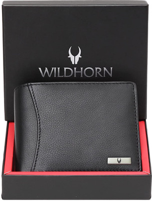 WILDHORN Men Casual, Formal, Travel Black Genuine Leather Wallet(9 Card Slots)