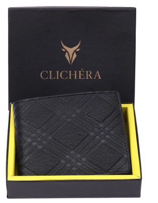 Clichera Men Casual, Formal, Travel, Trendy Black Genuine Leather Wallet(8 Card Slots)