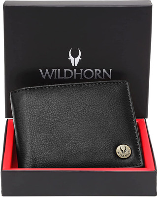 WILDHORN Men Black Genuine Leather Wallet(5 Card Slots)