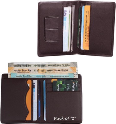Mundkar Men Brown Artificial Leather Card Holder(5 Card Slots, Pack of 2)