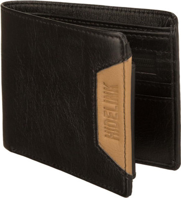 Hidelink Men Casual Black Artificial Leather Wallet(8 Card Slots)