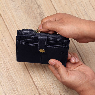 cotnic Men & Women Evening/Party, Casual, Formal, Trendy, Formal Blue Genuine Leather Wallet(7 Card Slots)