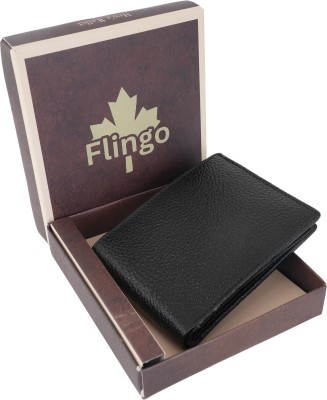 Flingo Men Casual, Formal Black Genuine Leather Wallet(6 Card Slots)