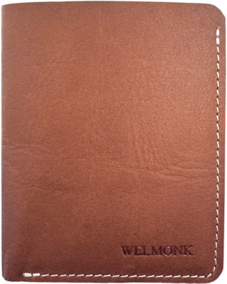 WELMONK Men Travel Tan Genuine Leather Wallet(4 Card Slots)