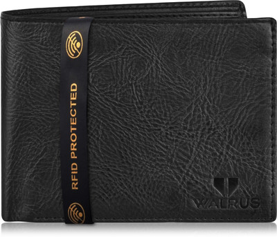 Walrus Men Black Artificial Leather Wallet(6 Card Slots)