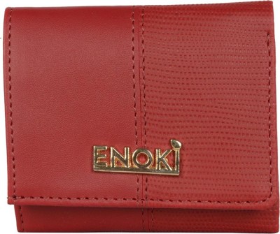 ENOKI Women Casual Red Artificial Leather Wallet(5 Card Slots)