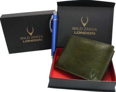 WILD ZARZA LONDON Men Travel, Trendy, Evening/Party, Formal Green Genuine Leather Wallet(6 Card Slots)