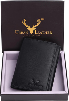 URBAN LEATHER Men Formal Black Genuine Leather Wallet(7 Card Slots)