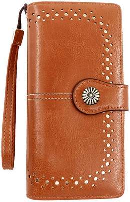 KRAPTICK Men & Women Brown Artificial Leather Card Holder(13 Card Slots)