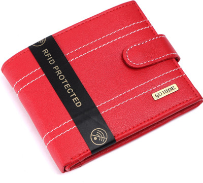 GO HIDE Men Casual Red Artificial Leather Wallet(7 Card Slots)