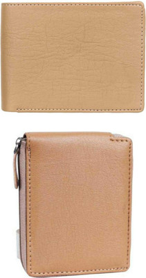 VIAZ VENTURES Men Casual, Formal, Trendy, Evening/Party, Travel Beige, Tan, Tan Artificial Leather Wallet(5 Card Slots, Pack of 2)
