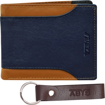 ABYS Men Casual, Ethnic, Evening/Party, Formal, Travel, Trendy Blue, Tan Genuine Leather Wallet(8 Card Slots, Pack of 2)