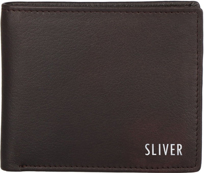 Sliver Men Casual Brown Genuine Leather Wallet(9 Card Slots)