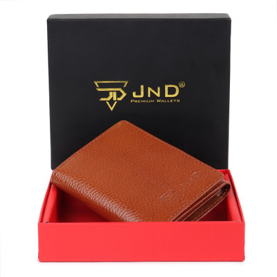 JND Men Casual Tan Genuine Leather Wallet(8 Card Slots)