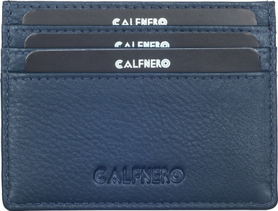 Calfnero Men Blue Genuine Leather Card Holder(5 Card Slots)