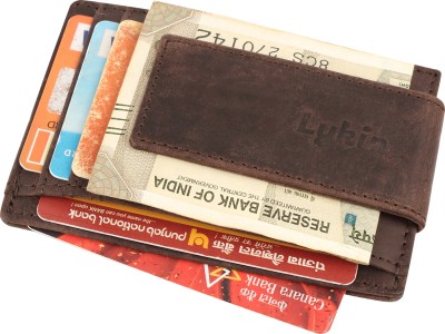 LYKIN Men Casual, Ethnic, Trendy, Evening/Party Brown Genuine Leather Money Clip(10 Card Slots)