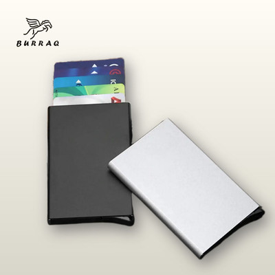 burraq Men & Women Casual Black, Silver Aluminium Card Holder(6 Card Slots, Pack of 2)