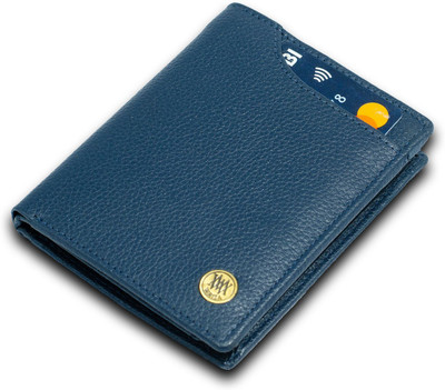 WRIZA Men Blue Genuine Leather Wallet(7 Card Slots)
