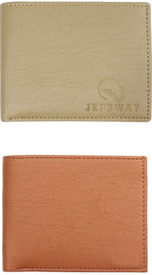 FF TRADERS Men Formal, Ethnic, Casual, Travel, Trendy Beige, Tan Artificial Leather Wallet(5 Card Slots, Pack of 2)