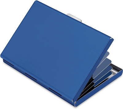 Khandhar RFID Protected 6 Slot SS Credit, ATM, Debit and Business Card Holder 6 Card Holder(Set of 1, Blue)