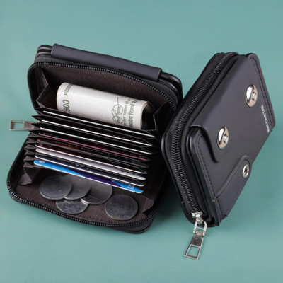Watch Star Men & Women Casual, Formal Black Genuine Leather Card Holder(9 Card Slots)
