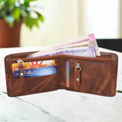 TAQWA Men Brown Artificial Leather Wallet(11 Card Slots)