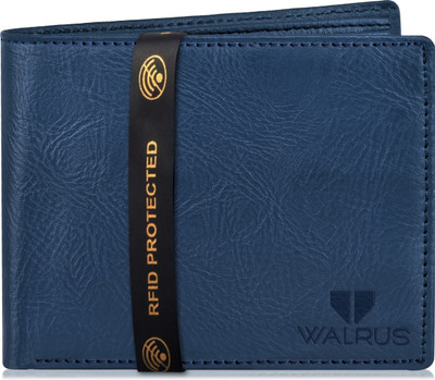 Walrus Men Blue Artificial Leather Wallet(6 Card Slots)