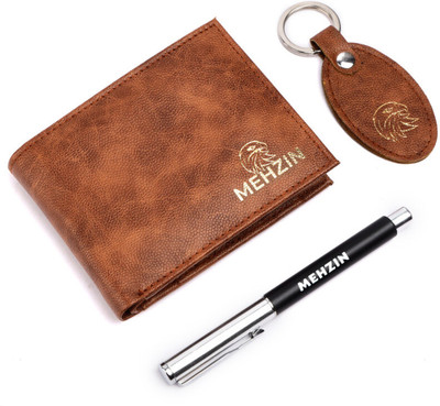 MEHZIN Men Formal Tan Artificial Leather Wallet(8 Card Slots)