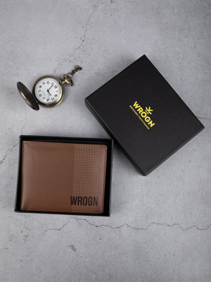 WROGN Men Casual Brown Genuine Leather Wallet(4 Card Slots)