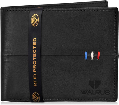 Walrus Men Casual Black Artificial Leather Wallet(6 Card Slots)