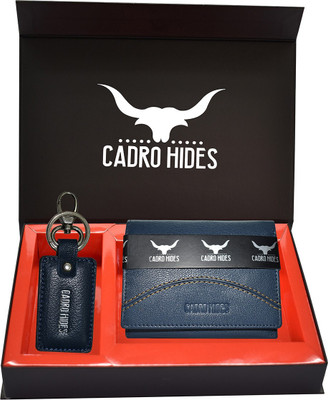cadrohides Men Blue Genuine Leather Wallet(7 Card Slots, Pack of 2)