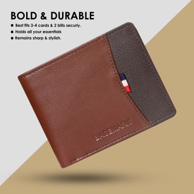 BASEMARK Men Casual, Ethnic, Evening/Party, Formal, Travel, Trendy Brown, Black Genuine Leather Wallet(3 Card Slots)