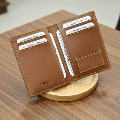 Men Mania Men & Women Formal, Trendy, Travel, Evening/Party, Ethnic, Casual Tan Genuine Leather Card Holder(12 Card Slots)