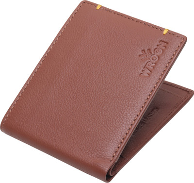 WROGN Men Tan, Black Genuine Leather Wallet(4 Card Slots)