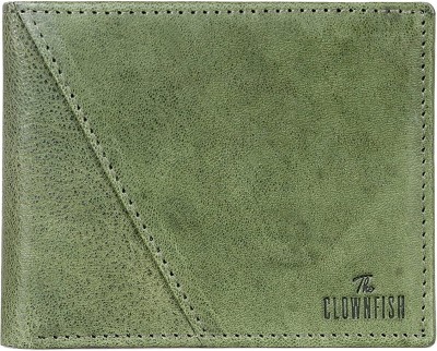 The CLOWNFISH Men Casual, Formal Green Genuine Leather Wallet(3 Card Slots)