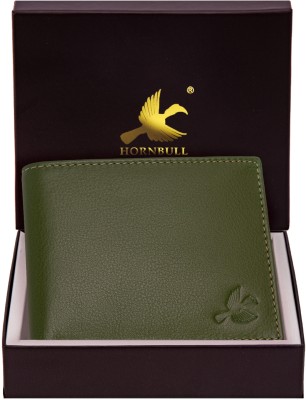 HORNBULL Men Casual Green Genuine Leather Wallet(4 Card Slots)