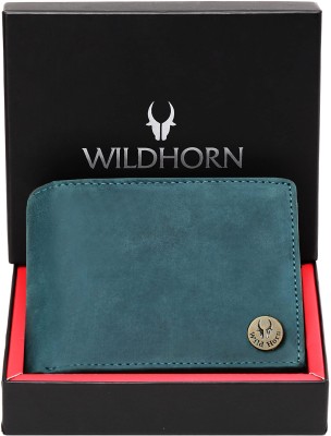 WILDHORN Men Casual Blue Genuine Leather Wallet(4 Card Slots)