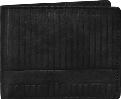 Karma Focus Men Black Genuine Leather Wallet(3 Card Slots)